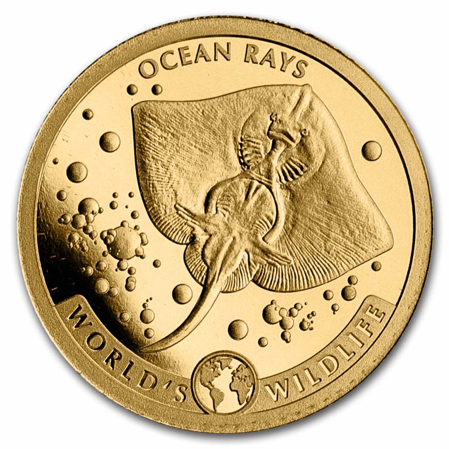 2023 Congo 1/2 gram Gold Proof World's Wildlife; Ocean Ray