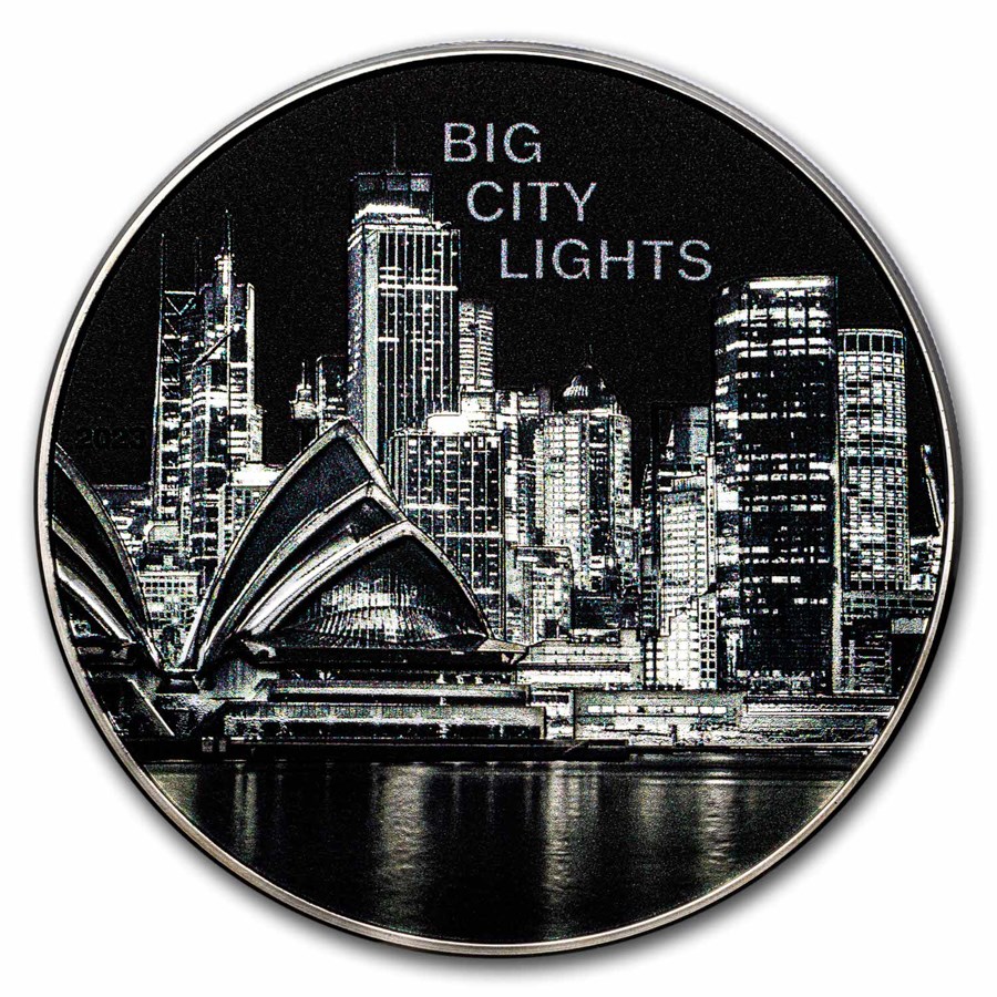 2023 Cook Islands 1 oz Silver Big City Lights: Sydney Proof