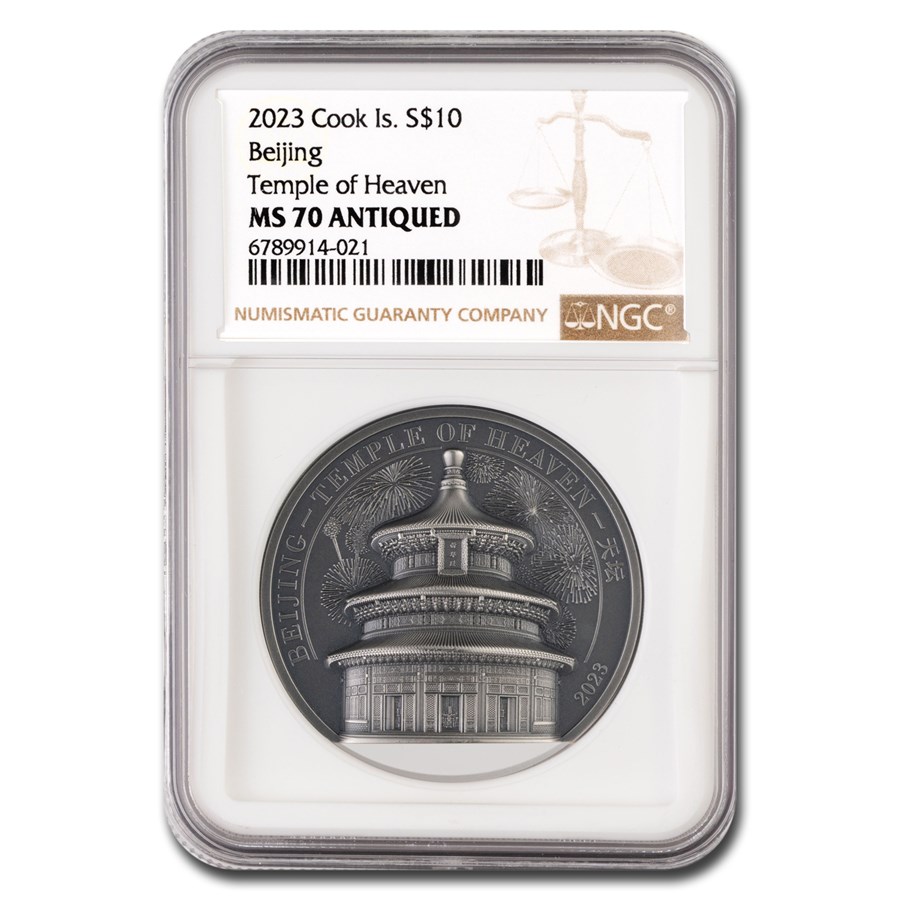 2023 Cook Islands 2 oz AG Antique Beijing Temple of Heaven MS NGC