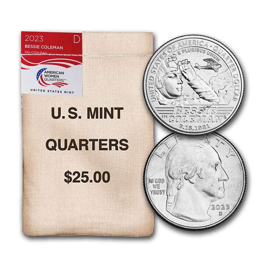 2023-D Bessie Coleman American Women Qtr $25 100-Coin Bag BU