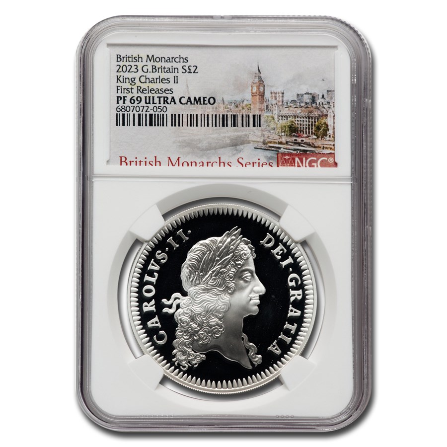 2023 England 1 oz Silver 2 Pound Charles II PF-69 UCAM NGC (FR)