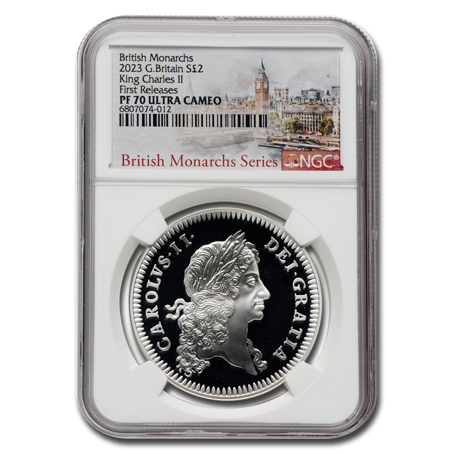 2023 England 1 oz Silver 2 Pound Charles II PF-70 UCAM NGC (FR)