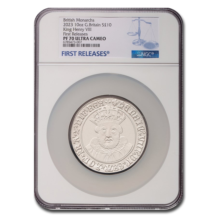 2023 England 10 oz Silver 10 Pounds King Henry VIII PF-70 NGC FR