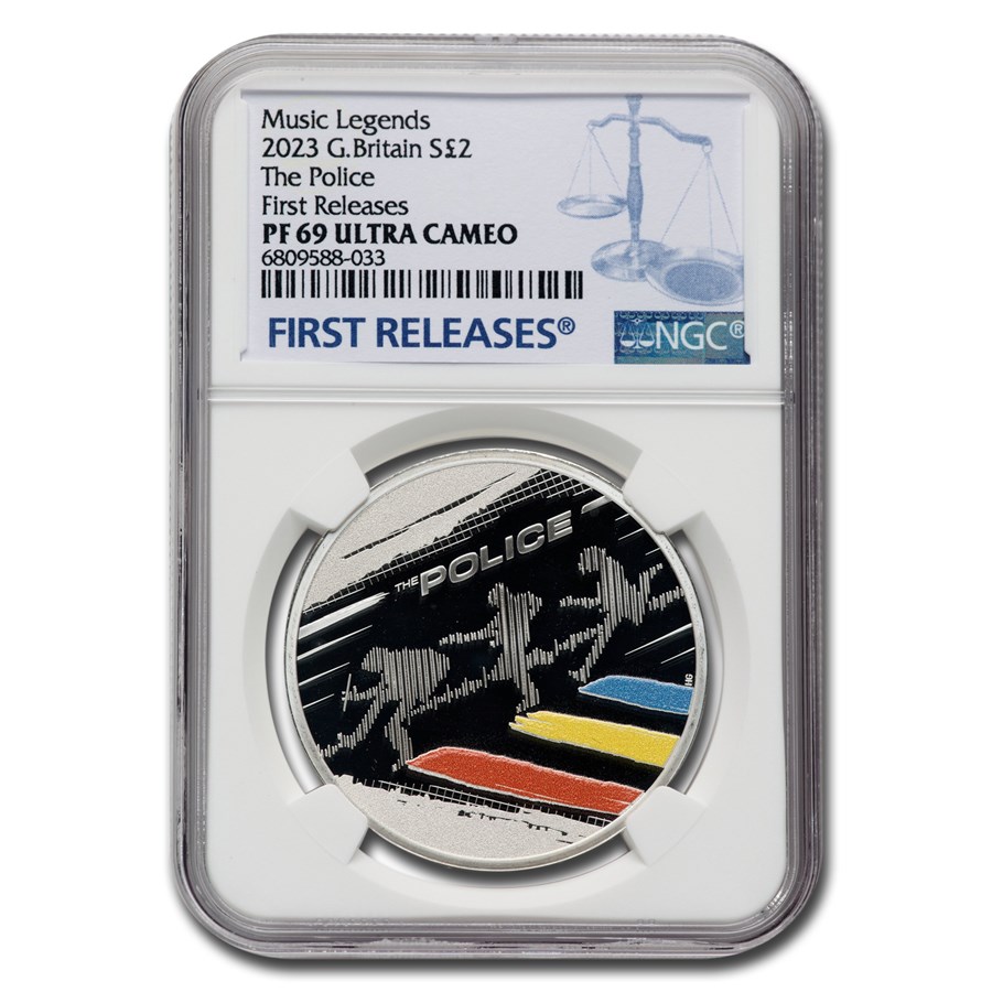 2023 GB 1 oz Ag Color £2 Music Legends: The Police PF-69 NGC FR