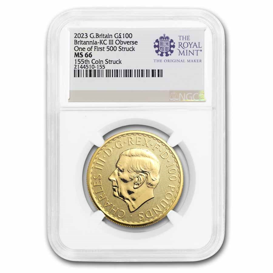 2023 GB 1 oz Gold Britannia NGC MS-66 One of First 500 (King)