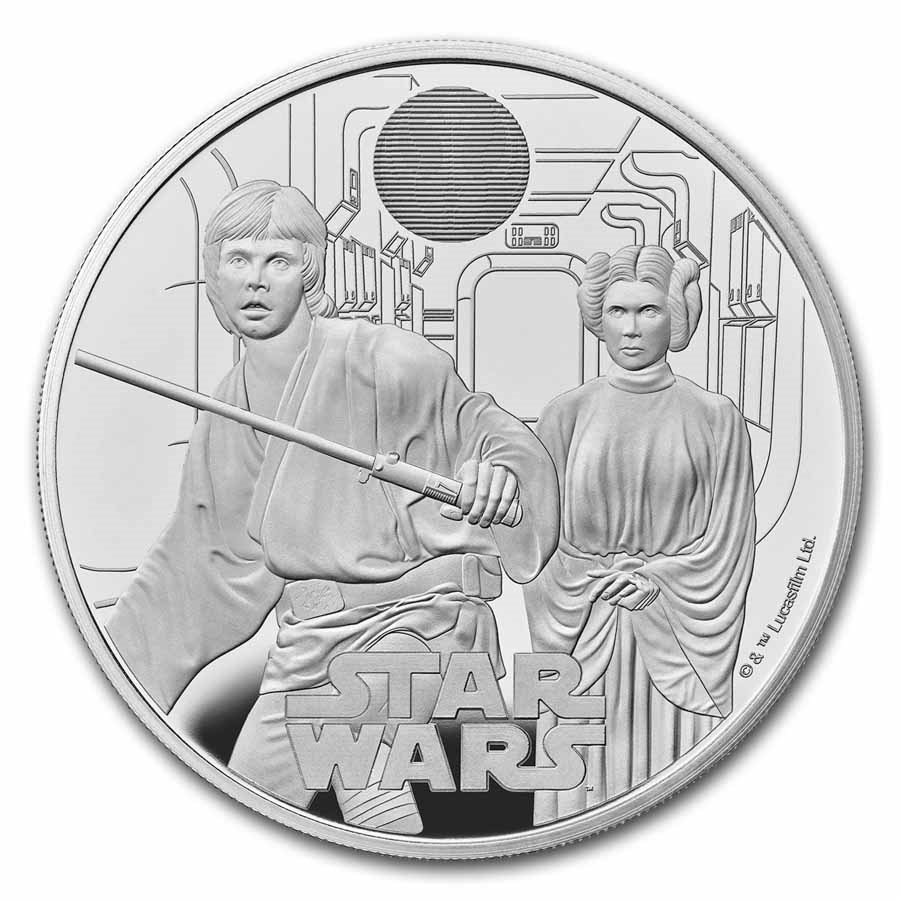 2023 GB Star Wars Luke Skywalker & Princess Leia £2 Slvr Prf Coin