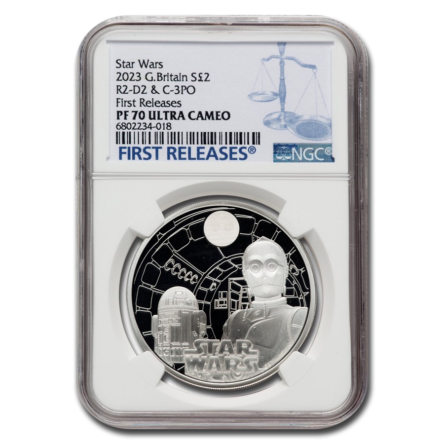 2023 GB Star Wars: R2-D2 and C-3PO £2 Silver PF-70 UCAM NGC FR