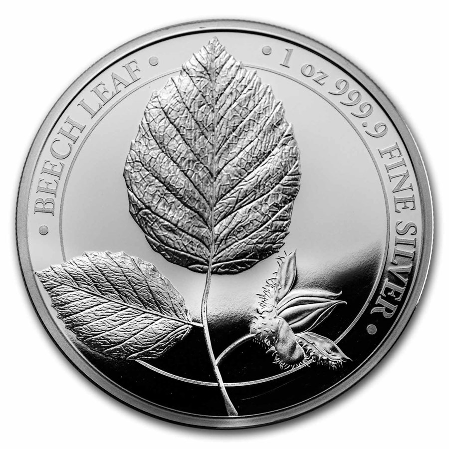 2023 Germania Beech Leaf 1 oz Silver Round Proof (w/Box & COA)