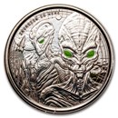 2023 Ghana 1 oz Silver 20 Cedi Space Alien Black Rhodium