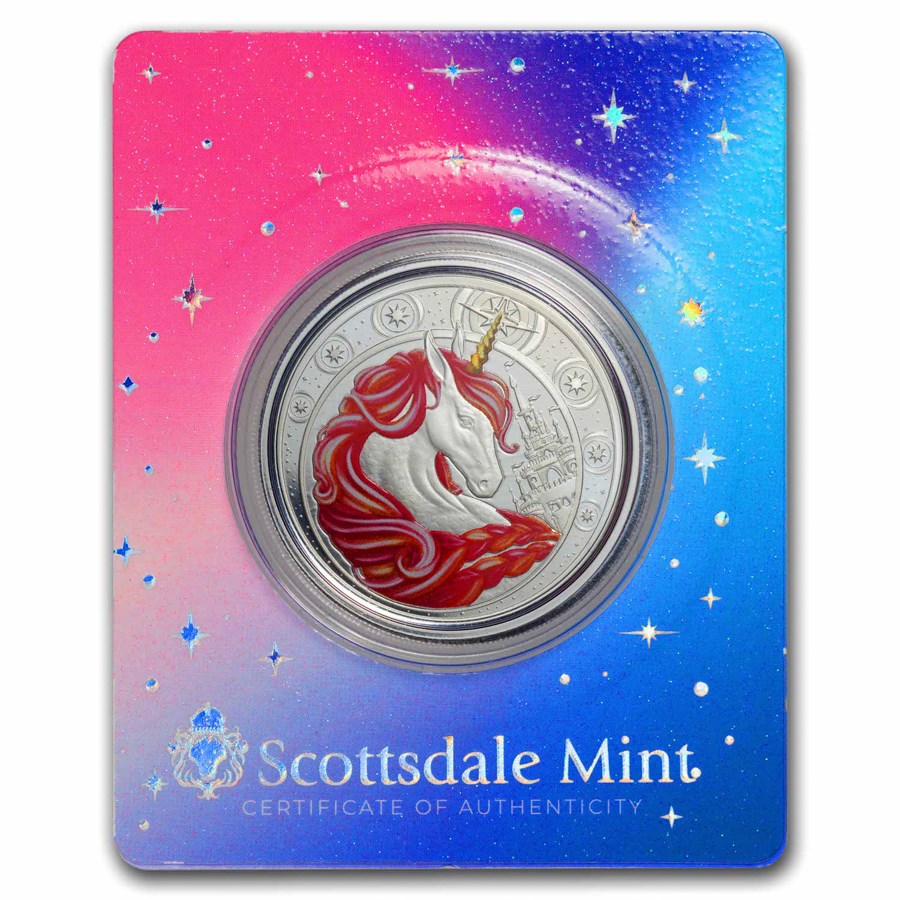 2023 Ghana 1 oz Silver 5 Cedis Pink Magical Unicorn "Jubilee"