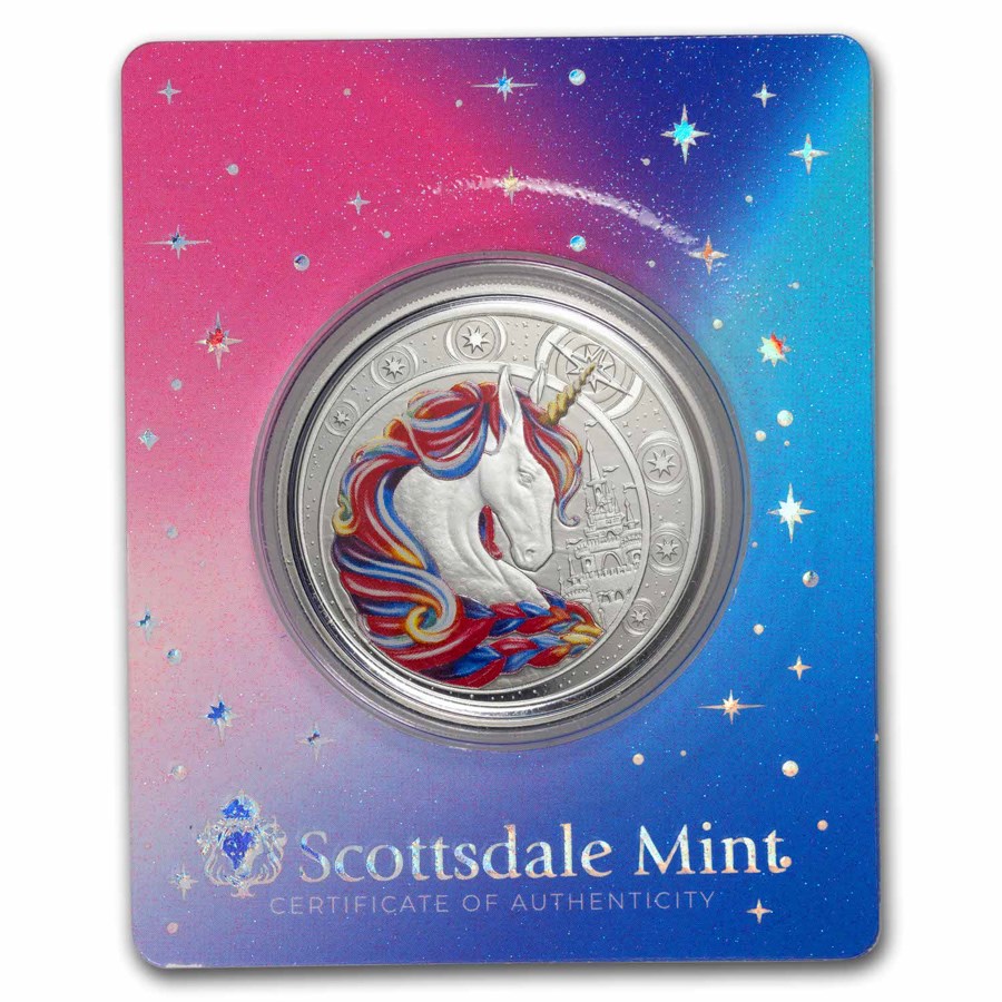 2023 Ghana 1 oz Silver 5 Cedis Rainbow Magical Unicorn "Blossom"