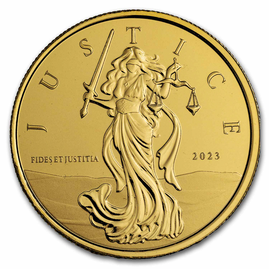 2023 Gibraltar 1 Oz Gold Lady Justice BU   2023 Gibraltar 1 Oz Gold Lady Justice Bu 282490 Slab 