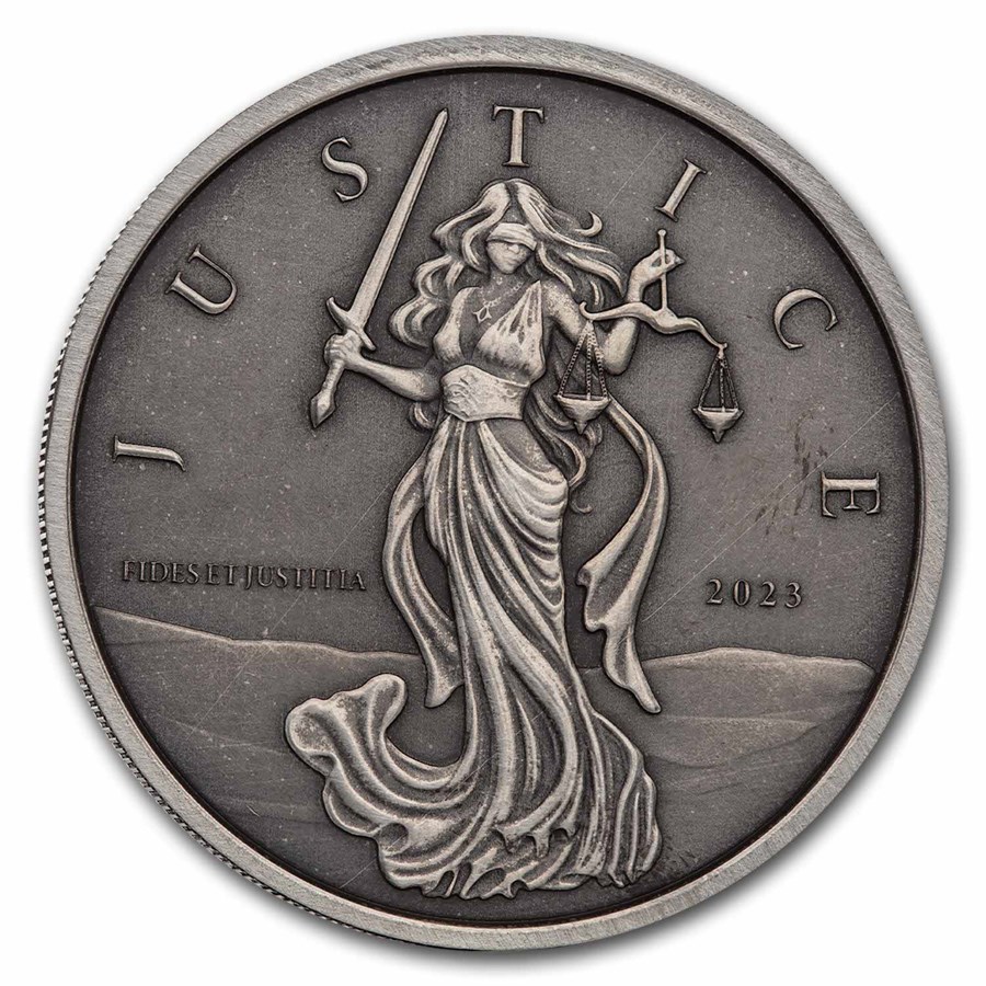 2023 Gibraltar 1 oz Silver Lady Justice Antique