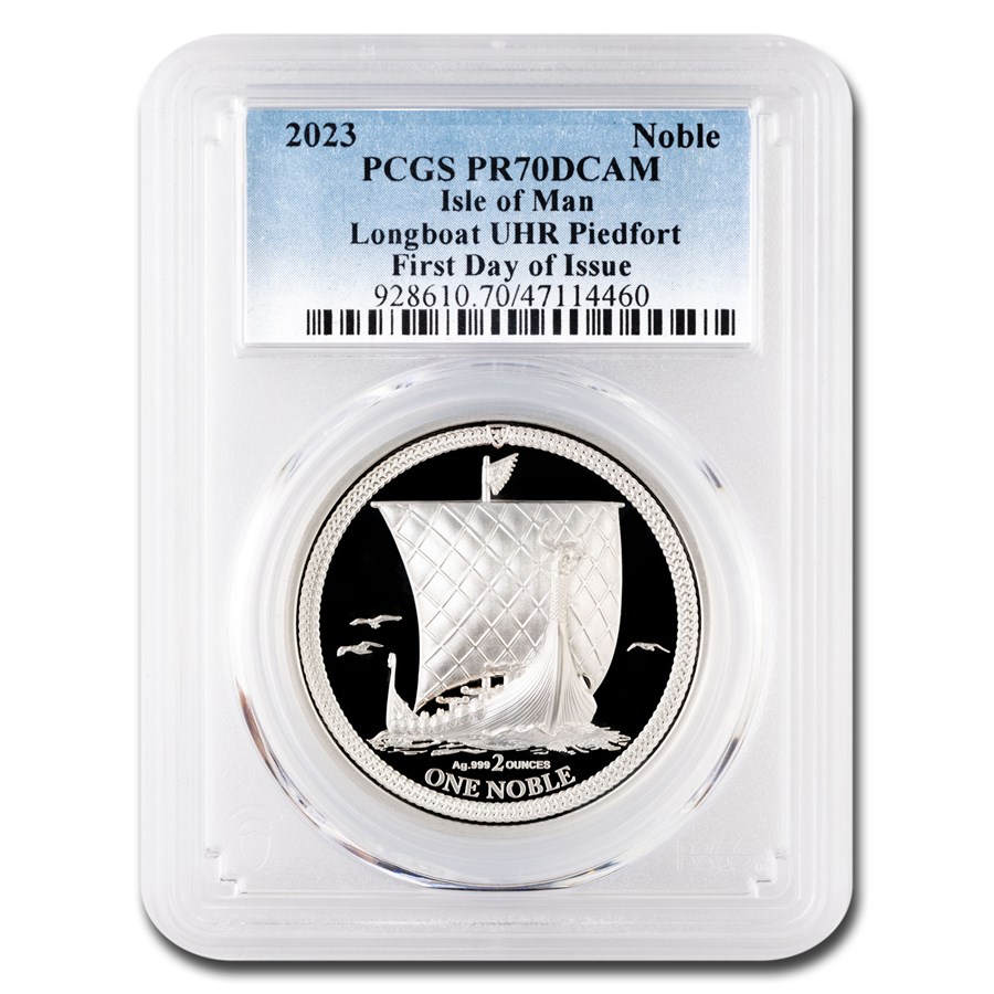 2023 Isle of Man 2 oz AG Noble Piedfort Ultra High PR-70 PCGS FDI