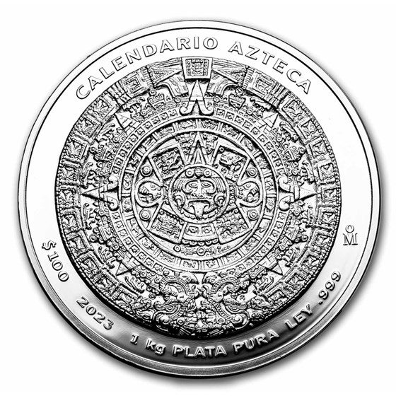 2023 Mexico 1 kilo Silver Aztec Calendar (w/Box & COA)