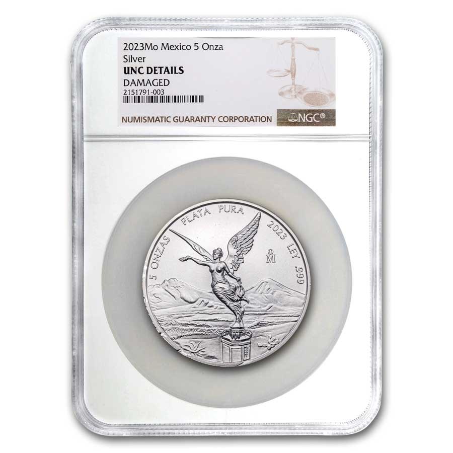 2023 Mexico 5 oz Silver Libertad NGC (Damaged)