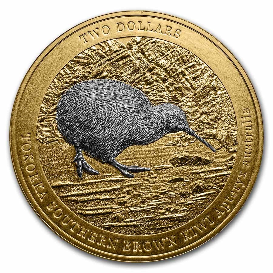 2023 New Zealand 2 oz Silver Black Proof Tokoeka Kiwi