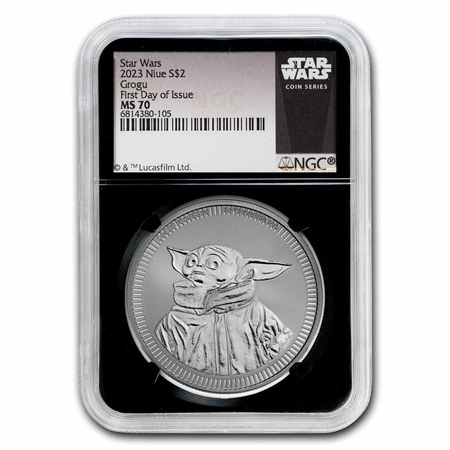 2023 Niue 1 oz Ag $2 Star Wars Grogu "Baby Yoda" MS-70 NGC (FDI)