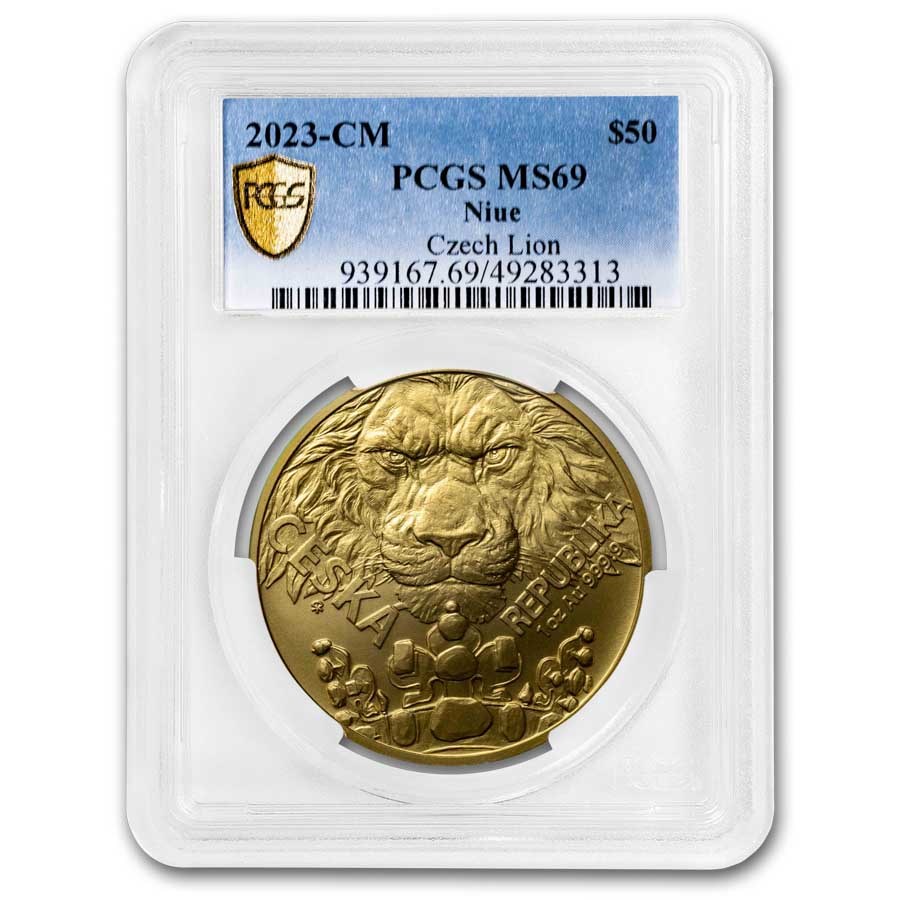 2023 Niue 1 oz Gold Czech Lion MS-69 PCGS