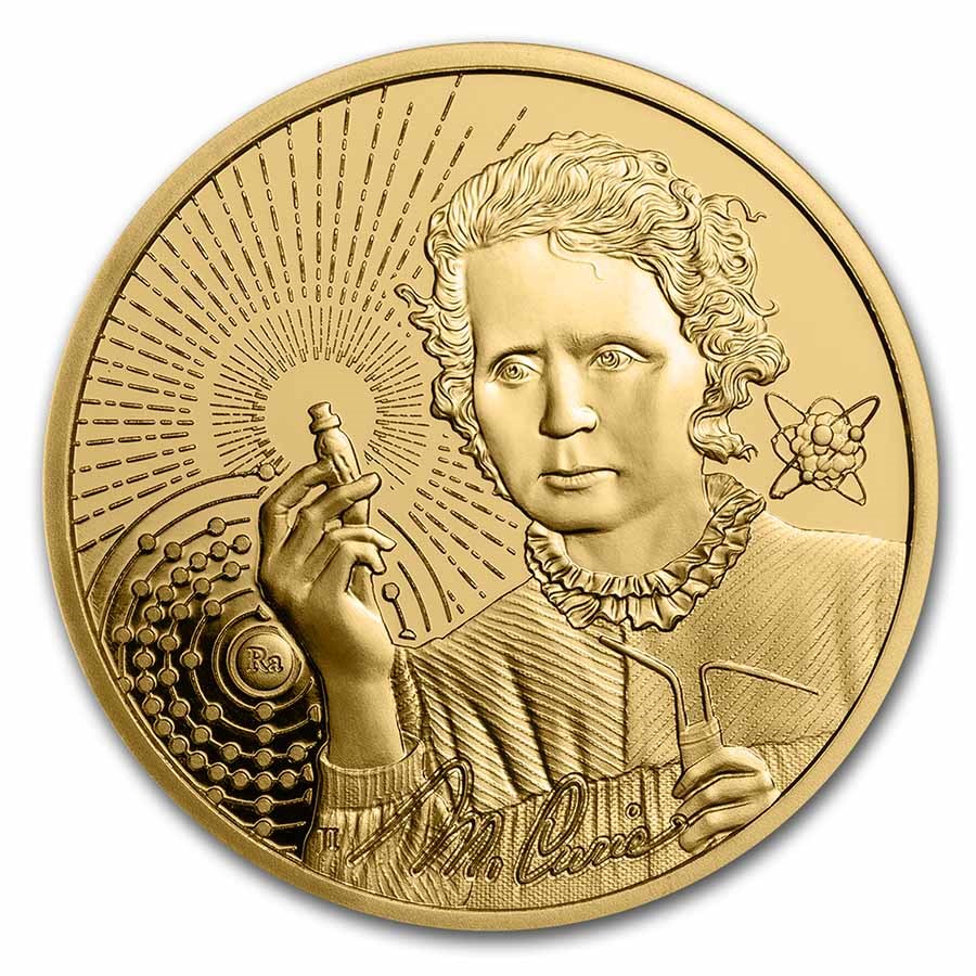 2023 Niue 1 oz Gold Icons: Marie Curie BU (Signed COA)