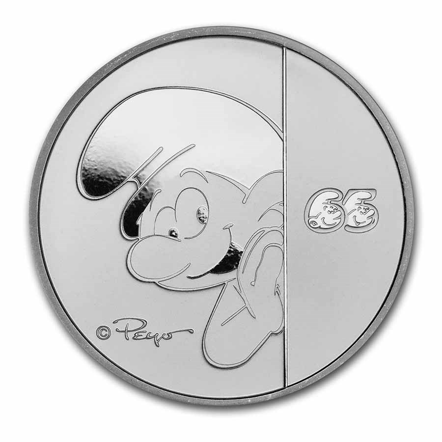 2023 Niue 1 oz Silver $2 Smurfs 65th Anniversary BU