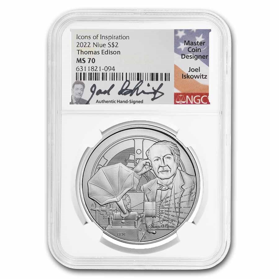 2023 Niue 1 oz Silver Icons: Thomas Edison MS-70 NGC