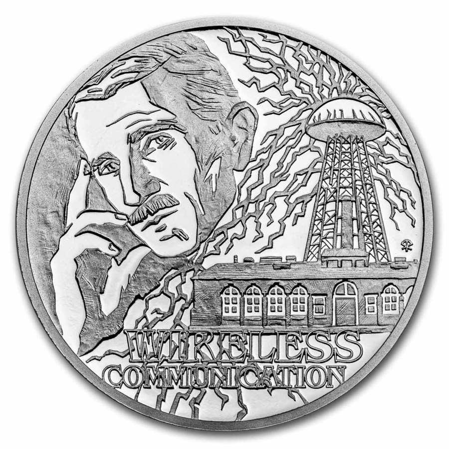 2023 Niue 1 oz Silver Proof Nikola Tesla; Wireless Communication