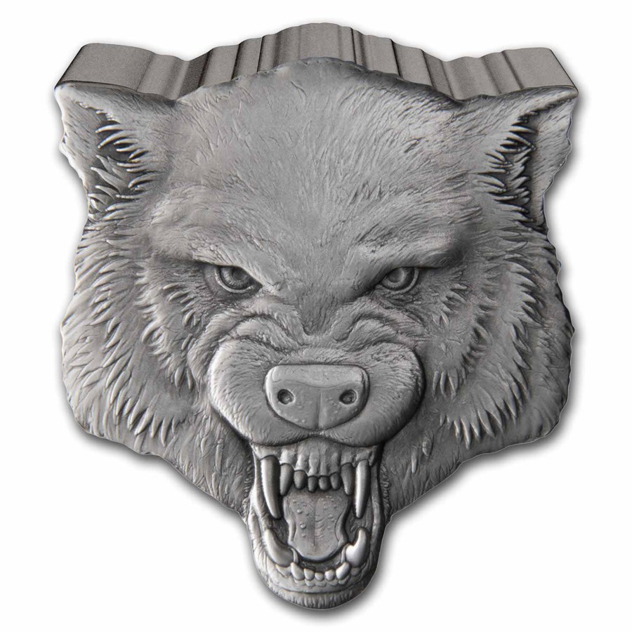 2023 Niue 2 oz Silver $5 Fierce Nature - Wolf