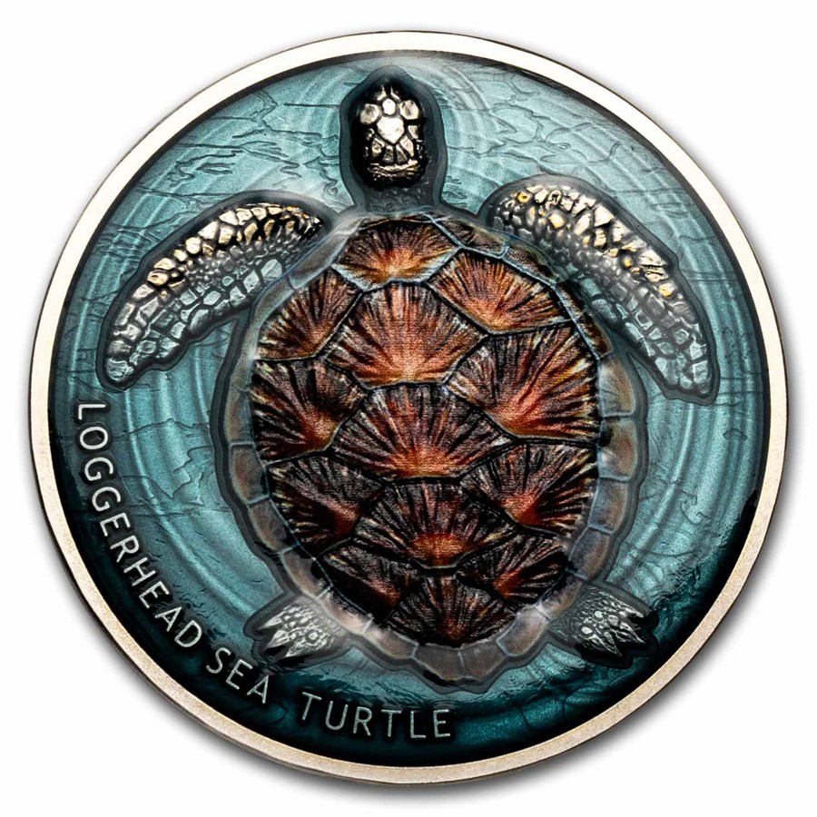 2023 Niue 2 oz Silver Antique Loggerhead Sea Turtle