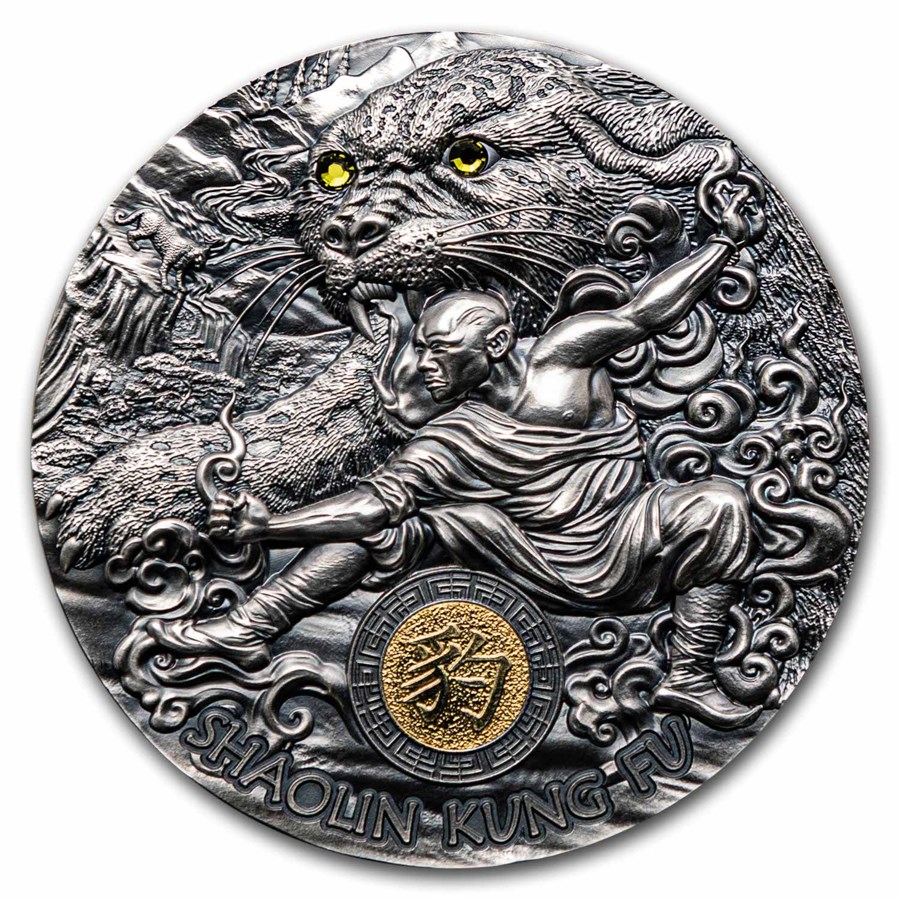 2023 Niue 2 oz Silver Antique Shaolin Kung Fu Leopard