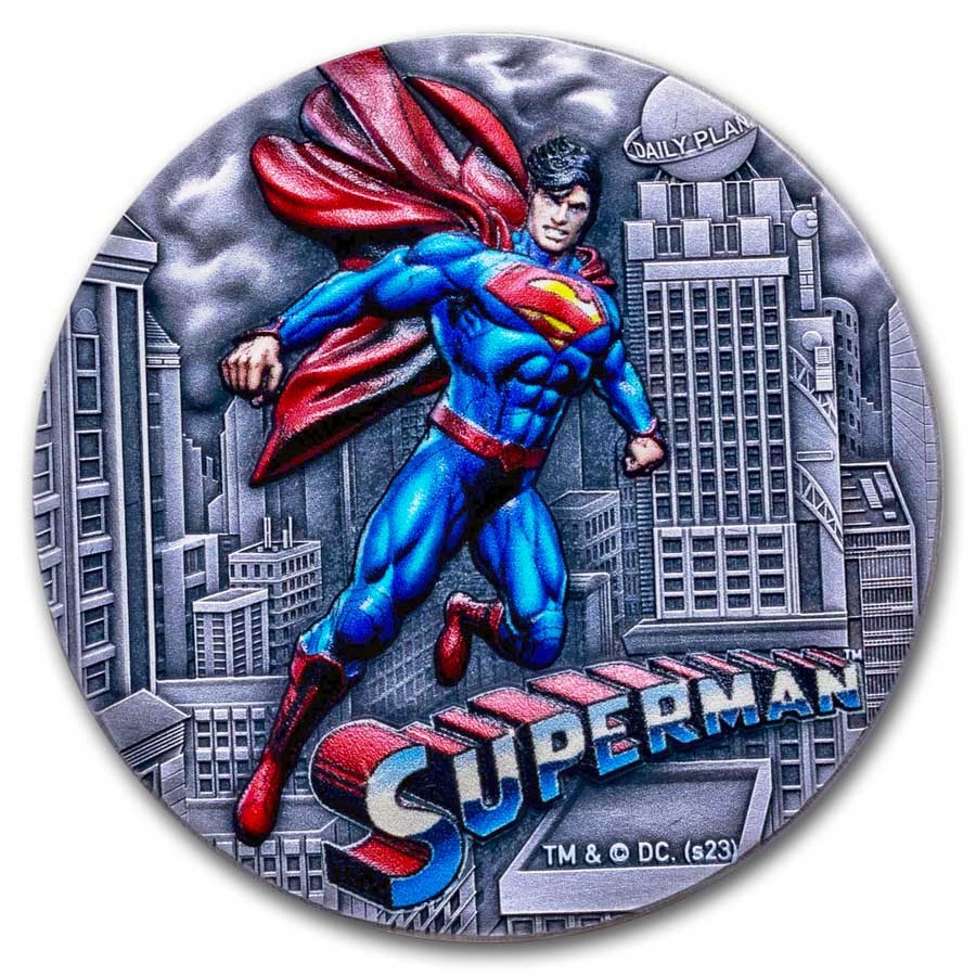 2023 Niue 2 oz Silver Antique Superman (with Box & COA)