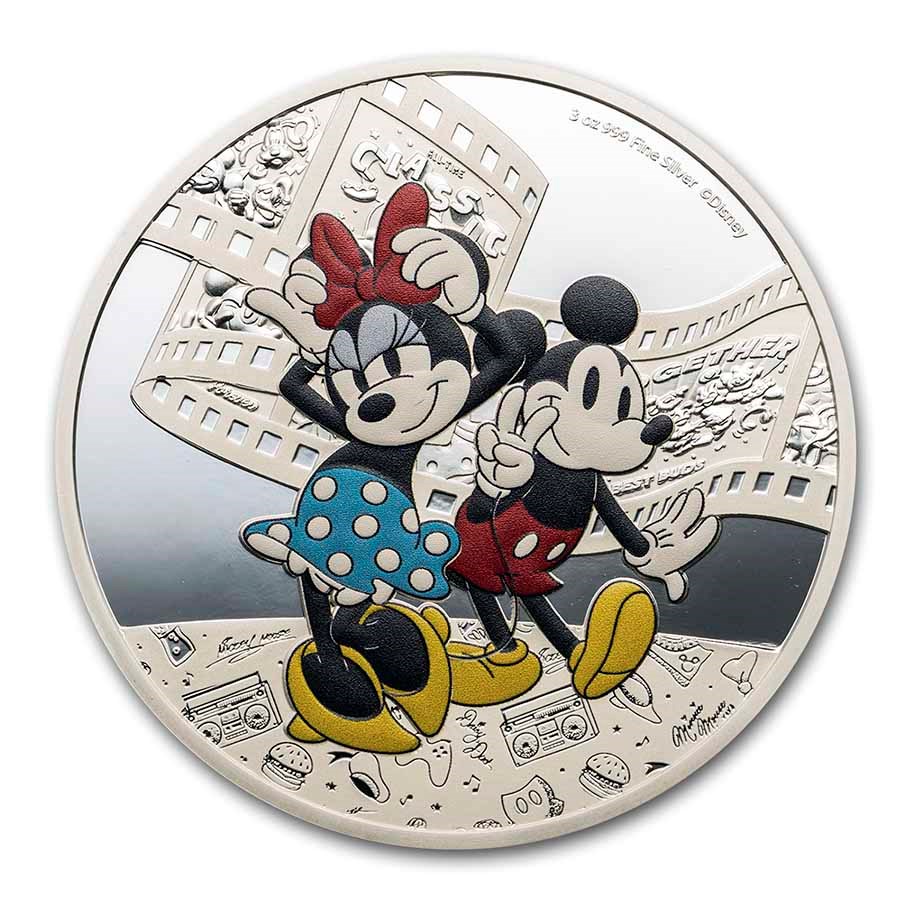 2023 Niue 3 oz Silver $10 Disney's Minnie & Mickey Mouse