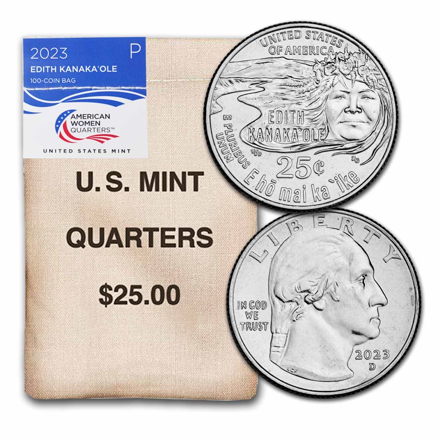 2023-P Edith Kanaka'ole American Women Qtr $25 100-Coin Bag BU