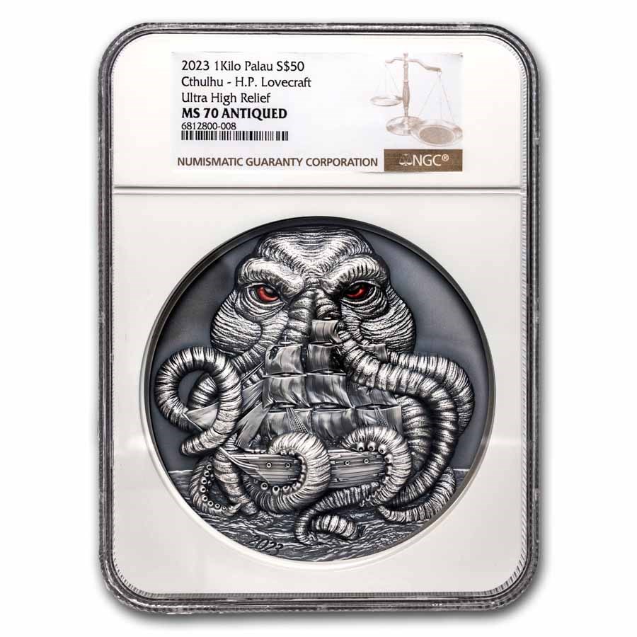 2023 Palau 1 kilo Silver Lovecraft: Cthulhu MS-70 NGC