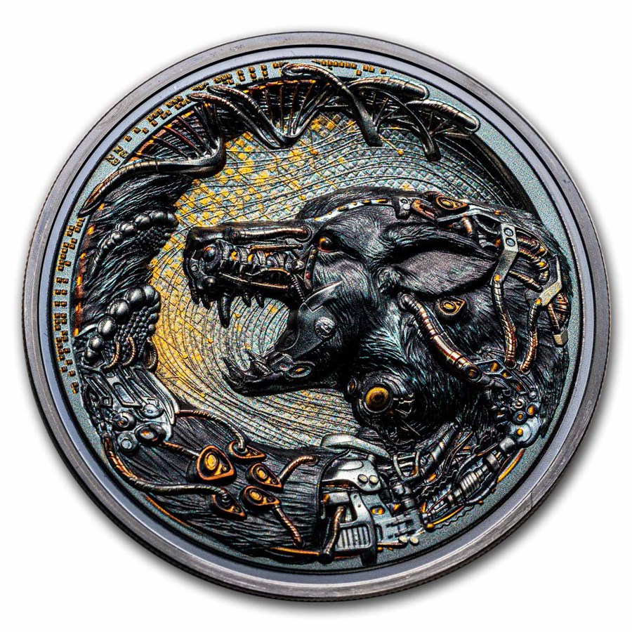 2023 Palau 3 oz Silver Black Proof Cyborg Revolution: Dog