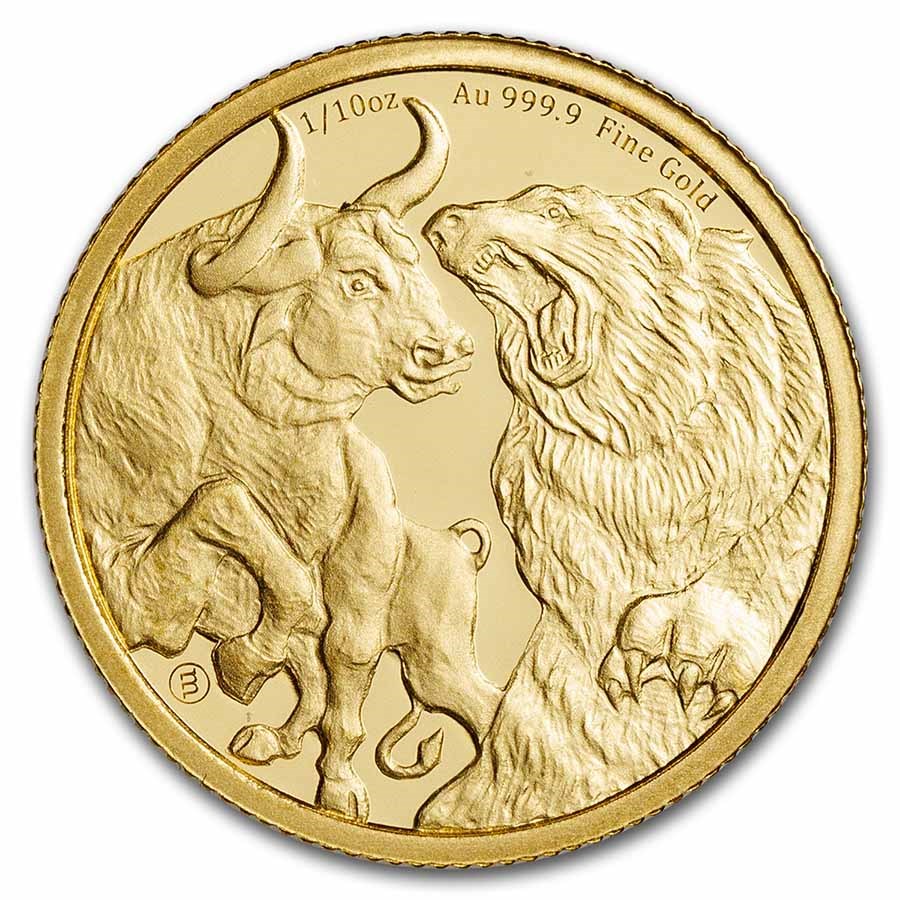 2023 Republic of Tchad 1/10 oz Gold Bull & Bear