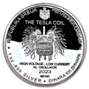 2023 Serbia 1 oz Proof Ag 100 Dinar Tesla: Tesla Coil