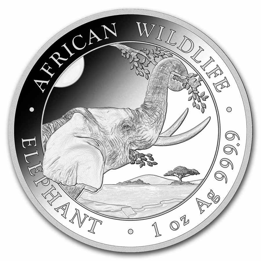 Buy 2023 1 Oz Silver Somalia Elephant BU APMEX   2023 Somalia 1 Oz Silver Elephant Bu 257089 Slab 