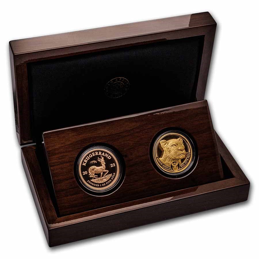 2023 South Africa 2-Coin Gold Krugerrand & Leopard Proof Set