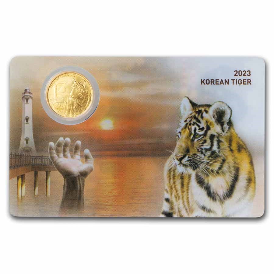 2023 South Korea 1/10 oz Gold Tiger BU (in Assay card)