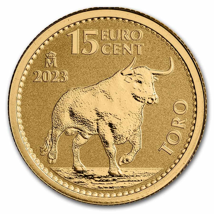 2023 Spain 1/10 oz Gold Reverse Proof Bull Doubloon