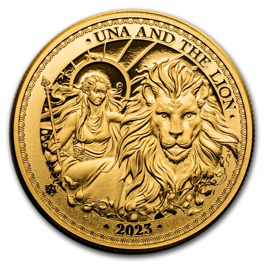 2023 St. Helena 1/4 oz Gold Una & the Lion Proof (w/ Box)