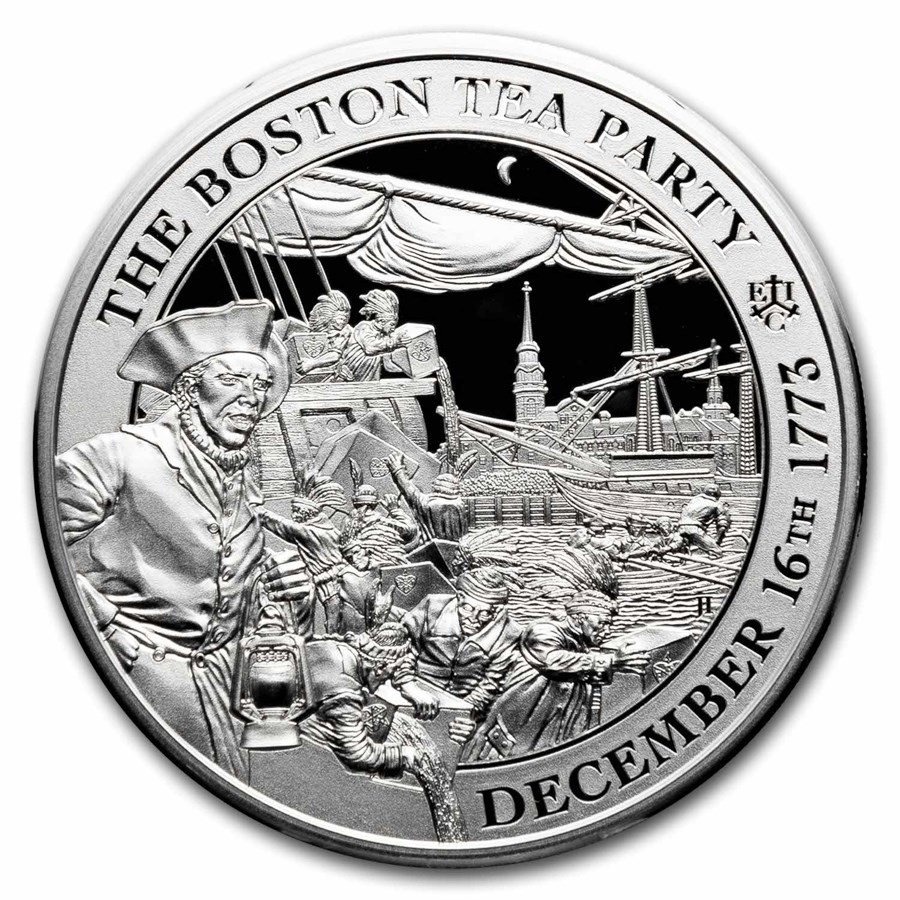 2023 St. Helena 1 oz Silver 250th Anniv. Boston Tea Party Proof