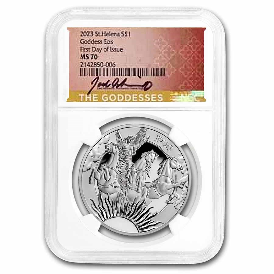 2023 St. Helena 1 oz Silver Eos and the Horses MS-70 NGC (FDI)