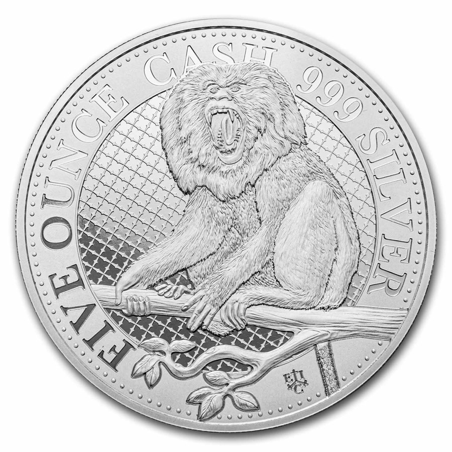 2023 St. Helena 5 oz Silver £5 Cash Series: Macaque (w/ Box & COA