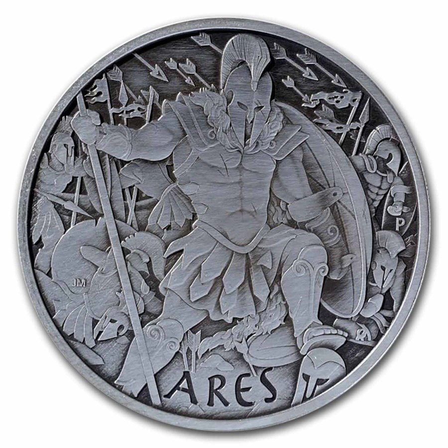 2023 Tuvalu 5 oz Silver Antiqued Gods of Olympus (Ares w/ COA)