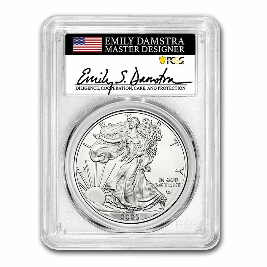 2023-W Burnished Silver Eagle MS-70 PCGS (AR, Damstra)