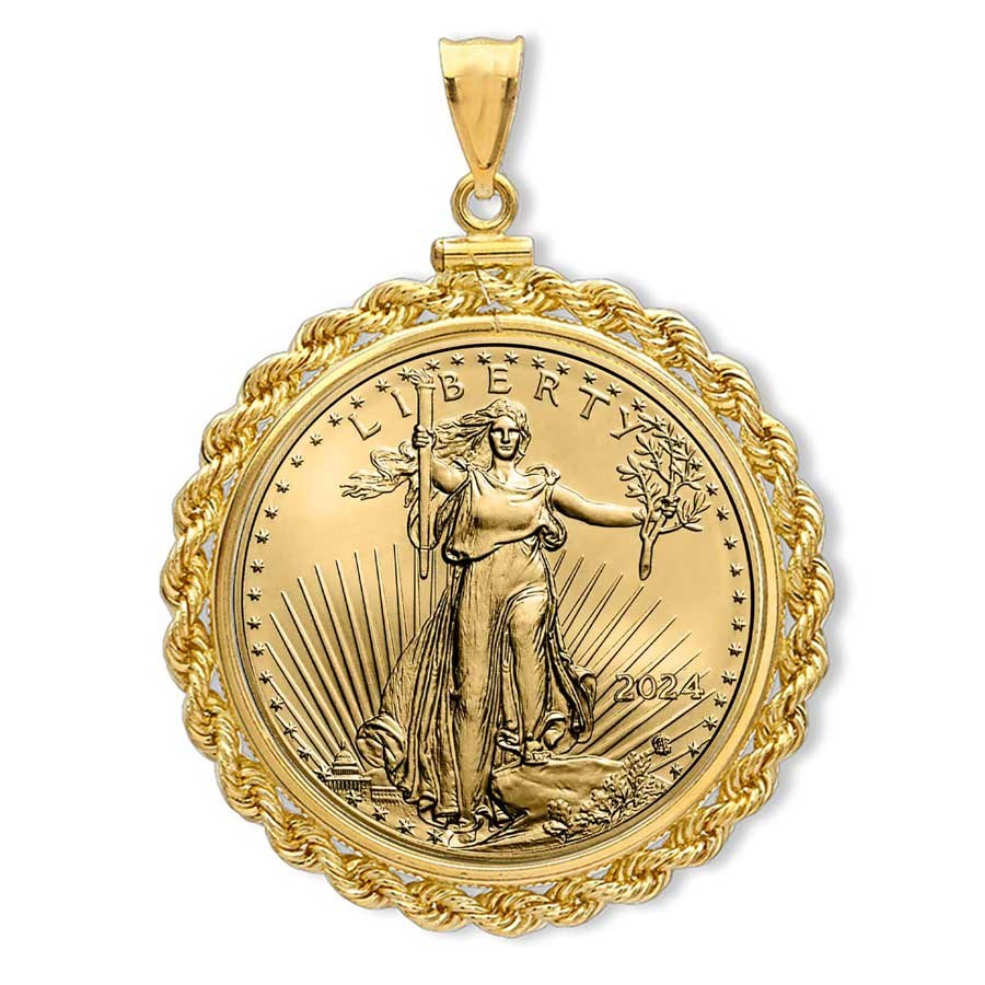 2024 1/2 oz Gold Eagle Pendant (Rope-ScrewTop Bezel)