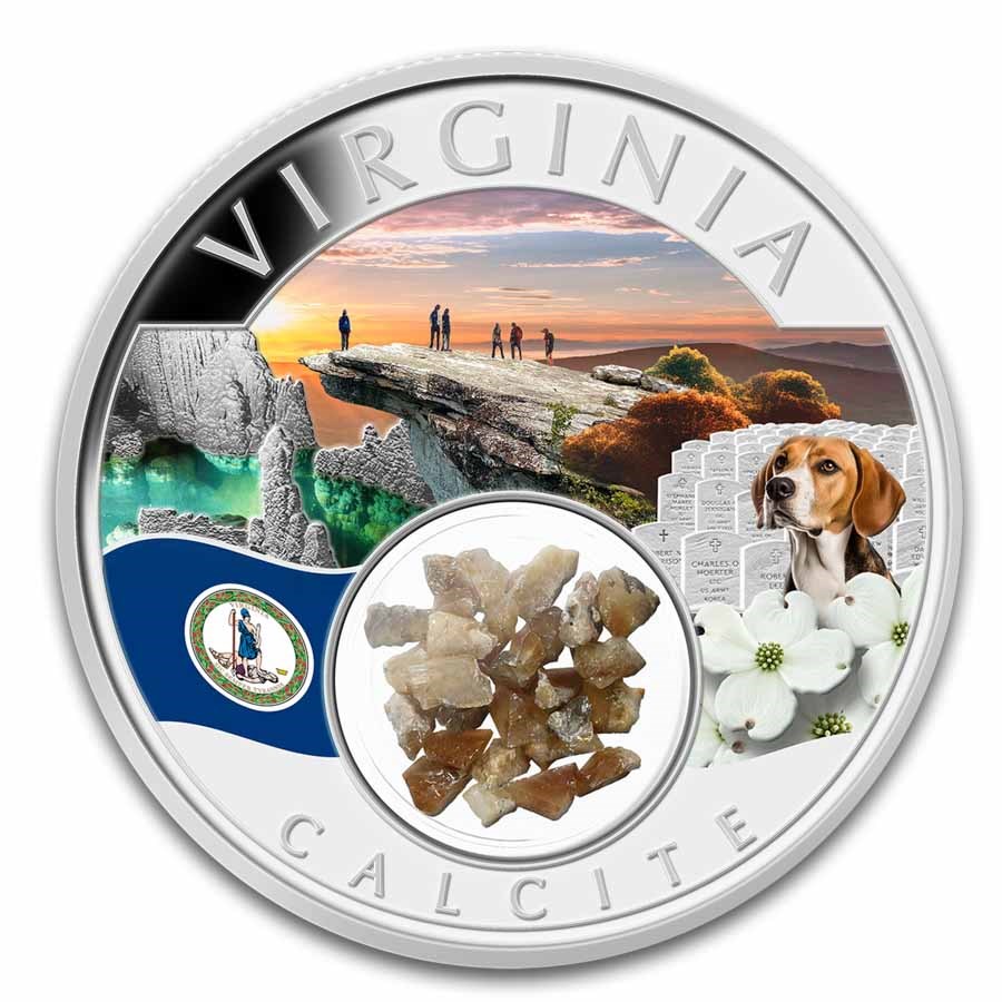 2024 1 oz Ag Treasures of the U.S. Virginia Calcite (Colorized)