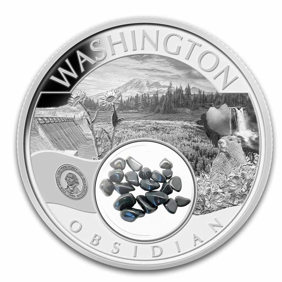 2024 1 oz Ag Treasures of the U.S. Washington Obsidian (Box/COA)